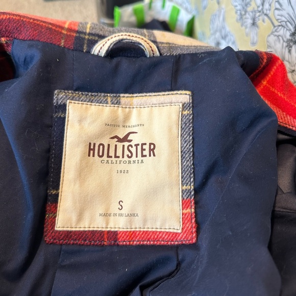 HOLLISTER PLAID DOUBLE BREASTED 3/4 SLEEVE PEACOAT - Picture 10 of 15